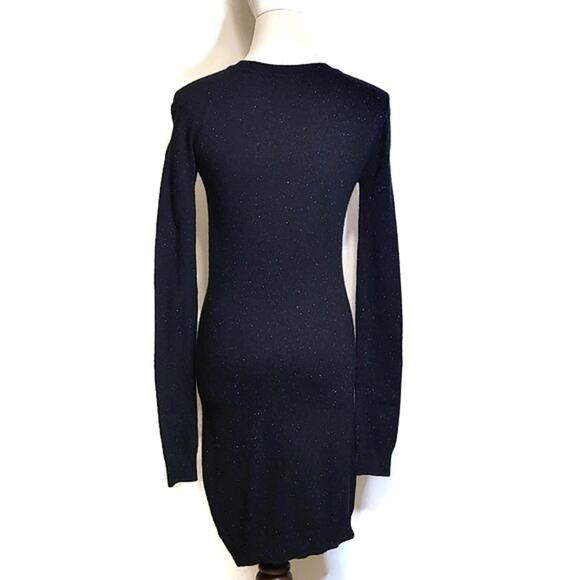 ALLSAINTS Black Speckled Midi Sweater Dress V Neck Long Sleeve Casual Wear 4 - Picture 9 of 16